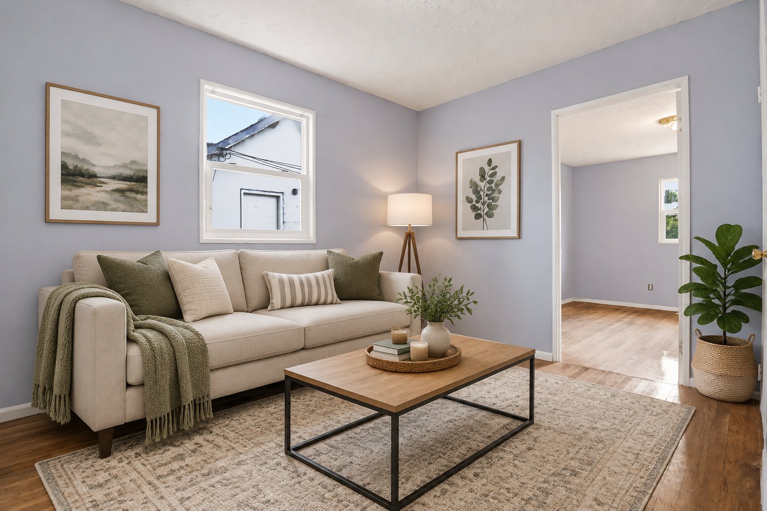 Same room virtually staged by SoldFrame
